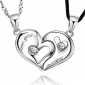 925纯银心形心吻情侣项链 刻字韩版时尚饰品 情人节礼物 证书